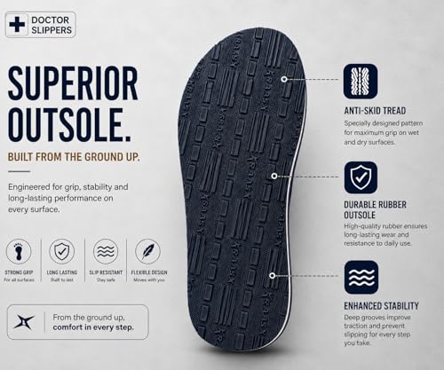 Image of Kraasa DailyStep Men's Diabetic Footwear | Doctor Inspired | Wide Toe Box | Orthopedic Flip Flop | Pressure-Relief Cushion | Anti-Skid Waterproof EVA Slipper for Men