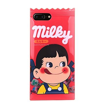 Red Milky Candy Bar Soft Case for iPhone 7 Plus / 8 Plus 7Plus 8Plus 7+ 8+ Large Size Peko Chan Little Girl Cute Lovely Kawaii Unique Shockproof Protective Japan Japanese Cartoon Gift Kids Teens Women