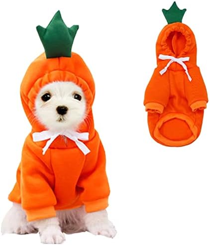 HDKUW Dogs Hoodie, Sweatshirt Fruit Warm Coat Sweater, Cold Weather Costume for Puppy Small Medium Dog (M, Orange Carrot)