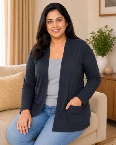 Image of In Love Women's Solid Open Front Shrug with Pockets