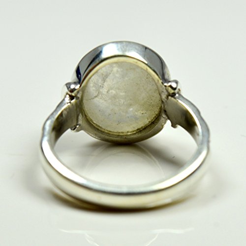 Bague pierre de lune véritable argent massif fait main au design ovale d'exception - 5