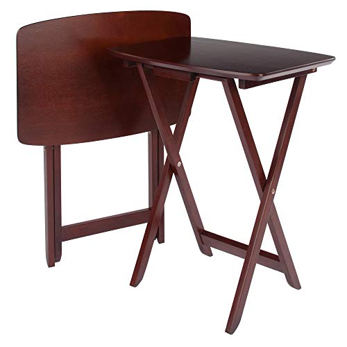 Winsome Darlene Set of 2 Foldable Snack Tables, 26" in Walnut, Easy to Store Portable Fold Up Table Set for Kitchen, Living Room TV Dining, Crafts, Puzzles, Work From Home by Winsome - Used condition - US$45.04