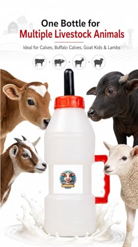 Eco-PetCare Calf Feeding Bottle 2.5L with Rubber Nipple and Handle | Heavy Duty Livestock Milk Feeder for Cow Buffalo Goat Sheep Dairy Farm Use, Pack of 1 - Image 4