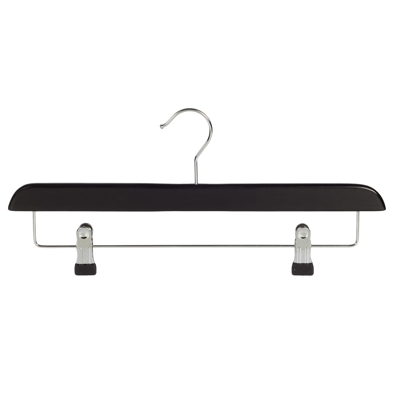 Perchas, Perchas con Clip, 10 Piezas, Madera de Loto, Negro, Lacado, Antideslizante Clip, Pantalone, Falda, Gancho Giratorio 360°, 40 cm (7108BA_00/10)