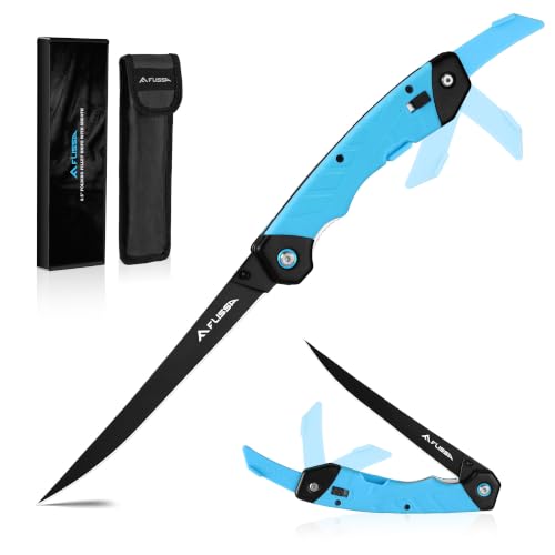 FLISSA 6.5" Folding Fillet Knife with Sheath, Fishing Knife