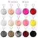 Tongcloud 30pcs Faux Fur Ball Pom Poms Keychains Pom Poms Keychains Fluffy Faux Fur Pompoms Balls for Girls Women Hats Shoes Bags Accessories (15 Colors, 8cm/3.1'')