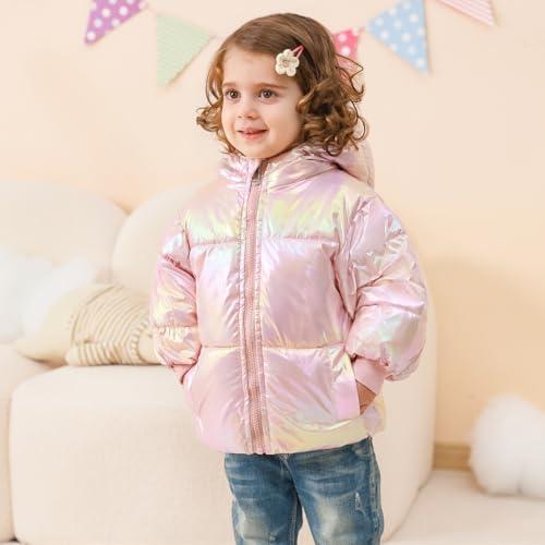 UNICOMIDEA Baby Girl Winter Coat Laser Toddler Jackets Warm Down Outerwear with Hooded for 12M-5T4