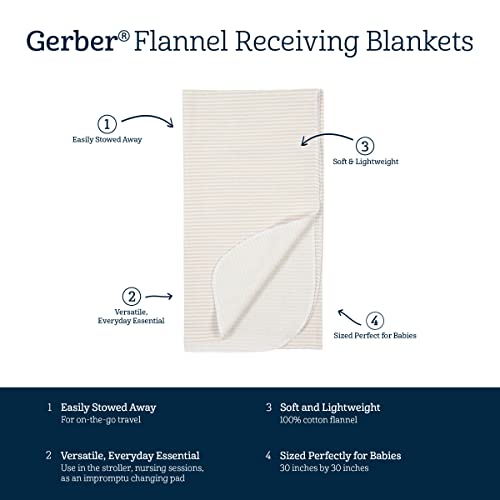Image of Gerber Unisex Baby 100% Cotton Flannel Receiving Blankets 30x30 Inches (Pack of 4), Celestial, One Size