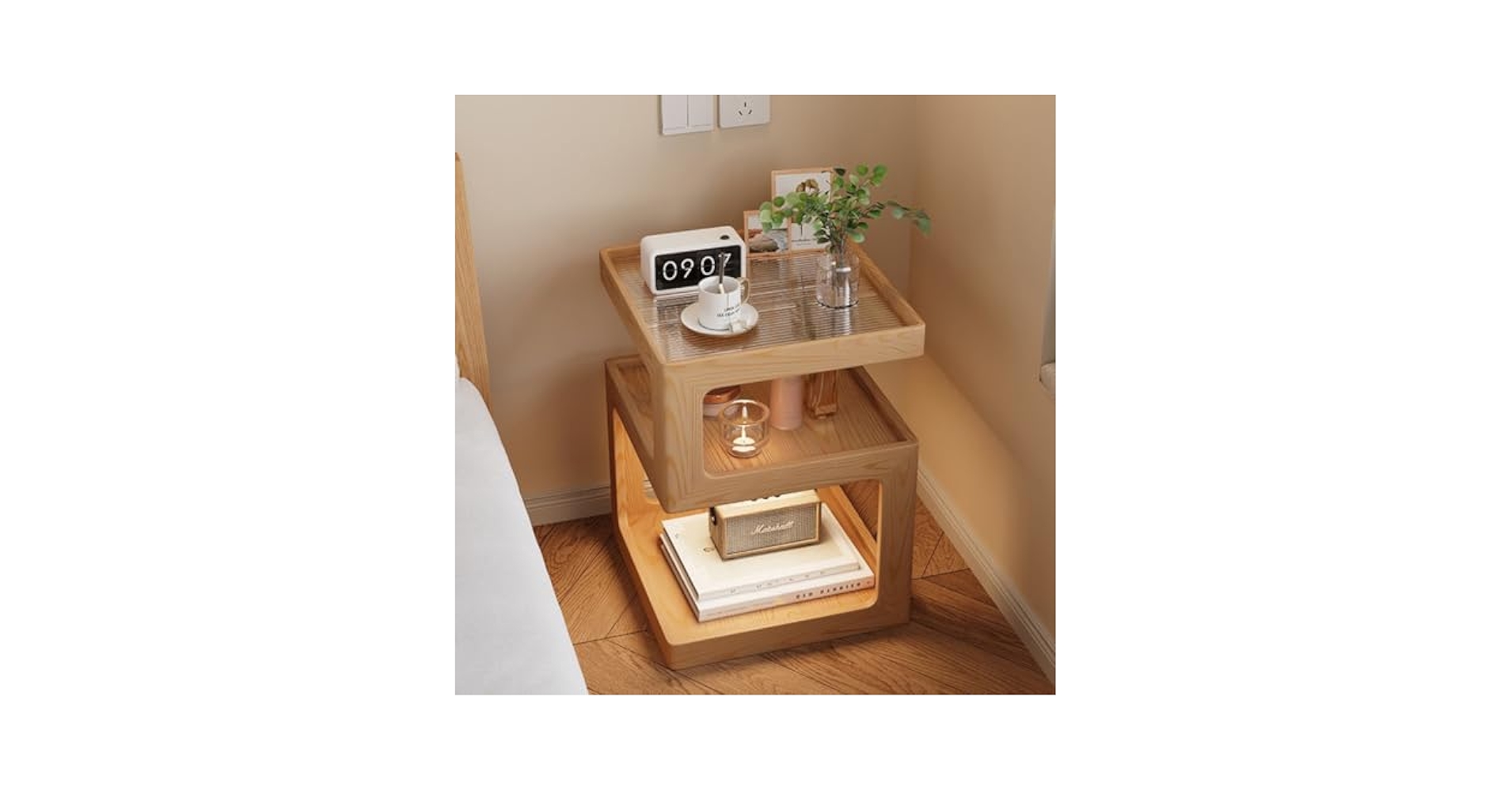 Amazon｜[dhiuebc] サイドテーブル 3段 ナイトテーブル ソファ