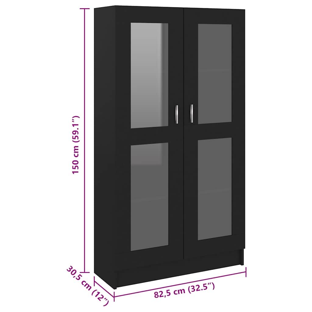 Fengshui Vitrina negra de madera 82,5 x 30,5 x 150 cm, con 4 compartimentos espaciosos y 2 puertas, ofrece mucho espacio de almacenamiento para libros, revistas y decoración.