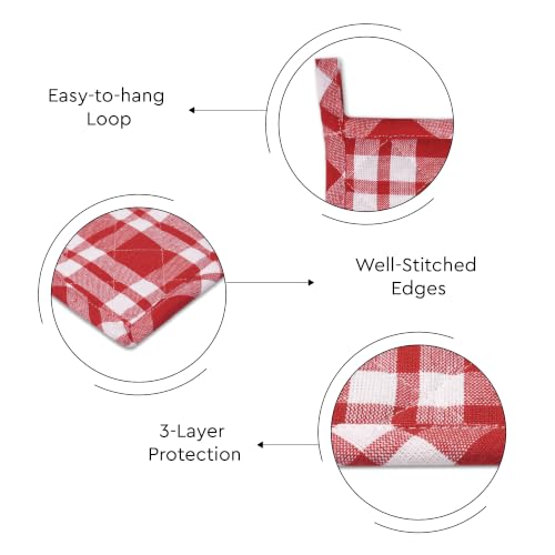 Image of Encasa XO Oven Microwave Pot Holders Trivets 21 cm (4 pc) for Kitchen Cooking & Baking - Heat Resistant, Thick & Safe, Protection of Hands from Hot Utensils, Grill, BBQ - Red Combo