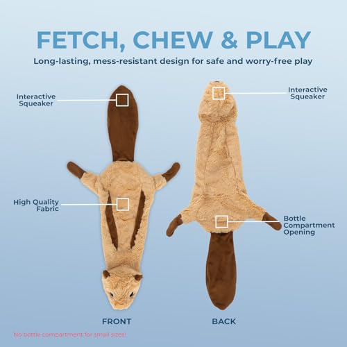 Image of Best Pet Supplies 2-in-1 Fun Skin Stuffless Dog Squeaky Toy Monkey & Squirrel, Medium | PT43T-45-S