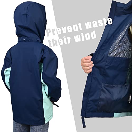 Image of YINGJIELIDE Boys Girls Waterproof Rain Jackets Kids Easy to Fold Windbreaker Lightweight Outdoor Hooded Raincoat