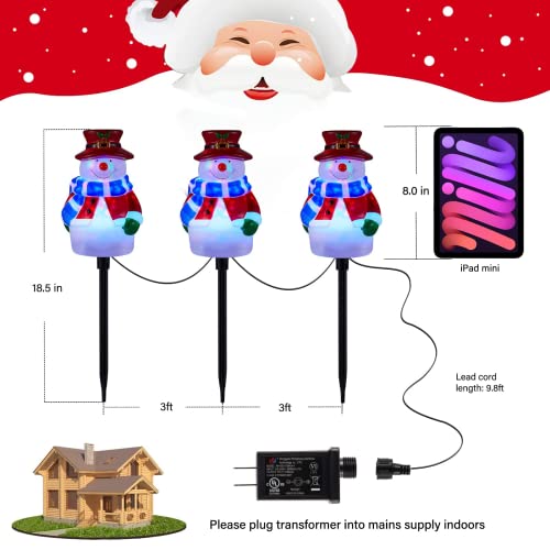 Christmas Snowman Pathway Lights Outdoor, 3 In 1 Led Landscape Path Lights For Holiday Decoration, 2022 Snowman Santa Reindeer Pathway Lights For Garden, Yard, Lawn, Porch, Outdoor Décor Plug In #TOP2
