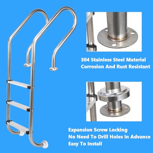 Escalera para piscina de acero inoxidable 3 peldaños miniatura 7