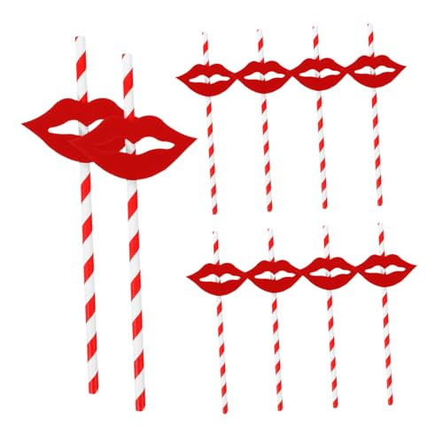 50 pitillos de papel para cóctel decorativos rojos miniatura 1