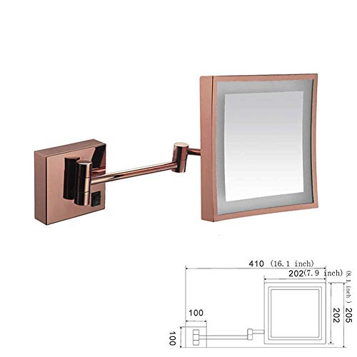 Miroir de maquillage carré or rose de haute précision