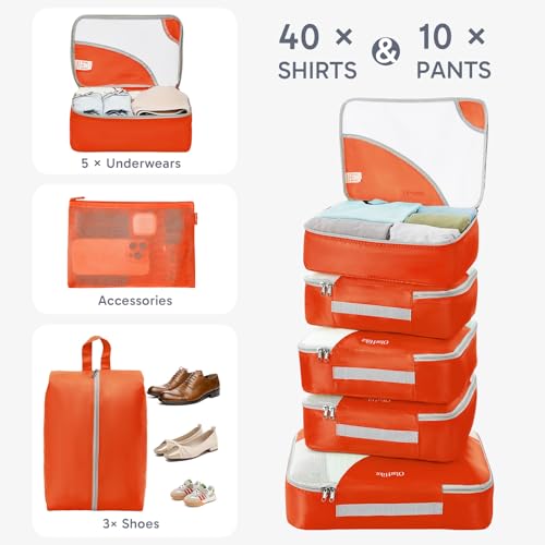 Image of OlarHike 10 Set Packing Cubes for Travel,Gifts for Women Mom,Anti-Tearing Suitcase Organizer,with Over 1000 pcs Mesh Holes,Vacation Essentials & Accessories for Cruise Ship