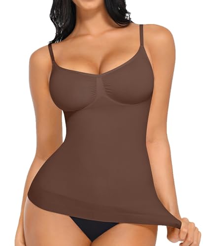 Image of FeelinGirl Womens Tank Top Shapewear Tummy Control Tops Slimming Cami Tank Seamless Compression V Neck Camisole
