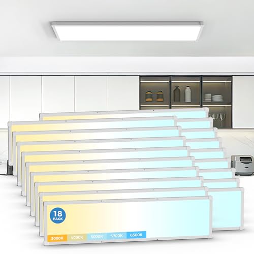 1x4 LED Flat Panel Light Surface Mount, 1 Ft. by 4 Ft. LED Ceiling Light Fixture, with Protection Corner,6500 Lumens,Dimmable,Switchable 5CCT 3000K-65