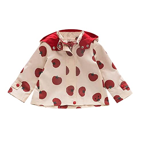 Baby Girls 𝗛ooded Jacket Windproof 𝗖artoon Print Zipper Rain Coat Loose 𝗪aterproof Lightweight with Pocket