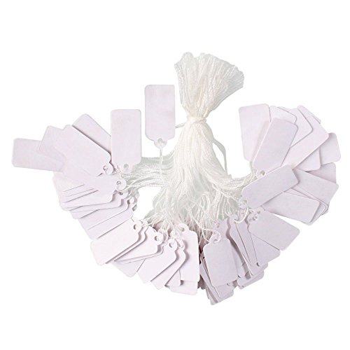 PandaHall Elite About 1000 Pcs Rectangle White Paper Tags Marking Strung Tags Writable