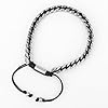 Mikovivi Adjustable Braided Link Bracelet for Men, Handmade Woven String Stainless Steel Cuban Rope Chain Bracelet Black Fashion Couples Wrist Jewelry for Dad Son Boyfriend #2