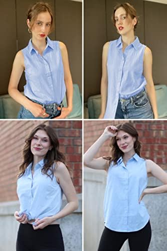 Hotouch Womens Cotton Linen Button Down Shirt Sleeveless Collared Blouse Business Work Top Casual Outfit 5 Hotouch Womens Cotton Linen Button Down Shirt Sleeveless Collared Blouse Business Work Top Casual Outfit