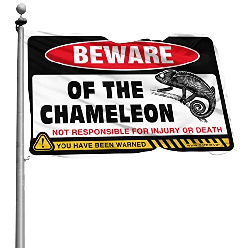 Bandera divertida para dormitorio universitario Beware of Chameleon que decora paredes grandes
