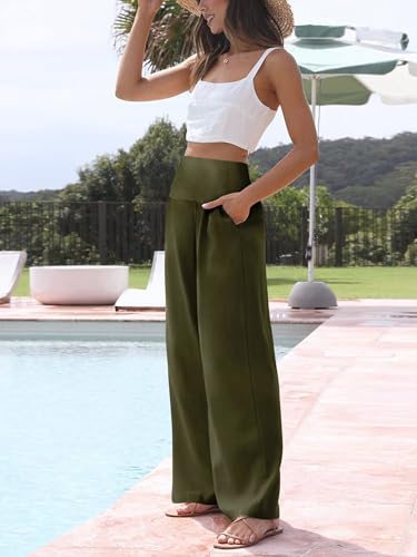 JZC Women's Palazzo Lounge Pants Casual Wide Leg Pants High Waist Flowy Toursers with Pockets