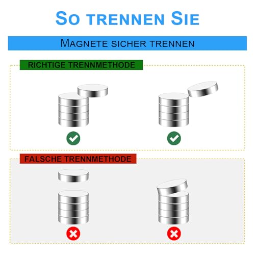 Delaga 300 Stück Magnete Extra Stark 4x2mm, Mini Magnet für Magnettafel, Kleine Magnete Stark Rund, Starke Magnet für Kühlschrank, Whiteboard, Pinnwand, Büro