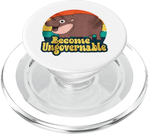 Divertido hipopótamo pigmeo 'Become Ungovernable' Retro PopSockets PopGrip para MagSafe