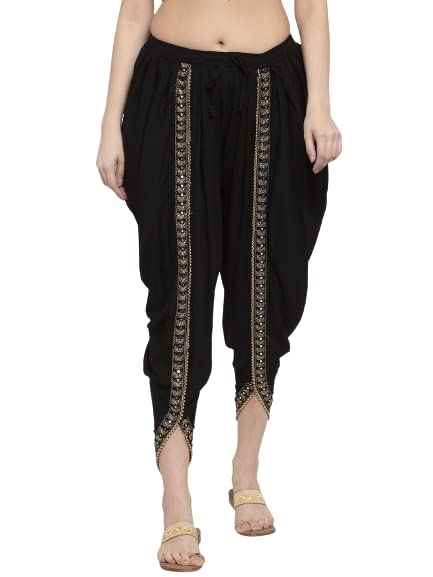 ZARAKI Lightweight Maternity Dhoti Pants Soft Rayon Fabric Dhoti Waist Size (32-38 INCHES (XL/XXL)) Black Plain Pack of 1-picture-29