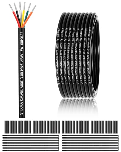 18 Gauge 6 Conductor Electrical Wire 100FT, UL 2464 18 AWG