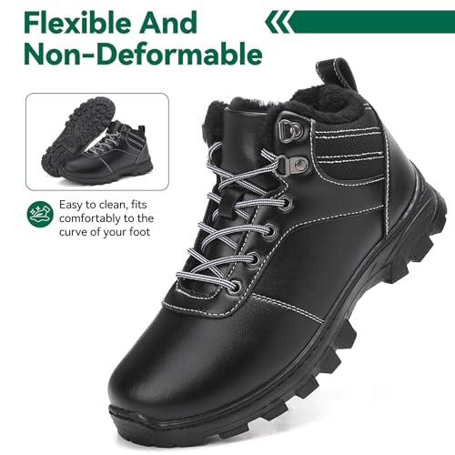 ricema Winterstiefel Herren Damen – Warm Gefüttert Winterschuhe Schneestiefel Leicht Rutschfest Outdoor Wanderschuhe, Trekking Stiefel für Schnee & Alltag, Schwarz 43 EU
