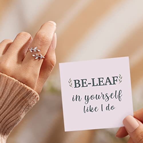 STORYJEWELLERY Story Jewellery Leaf Ring for Women, Gold Plated Sterling Silver Leaf Ring for Girls, Dainty Olive Promise Ring for Women, Birthday Christmas Gifts Rings for Her4