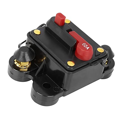 ACROPIX 防水ヒューズホルダー 手動リセット ユニバーサル インバーターサーキットブレーカー カーオーディオ用 60A ブラック 1個