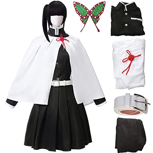Moalioi Kanao Cosplay Costume White Cloak Clothes Halloween Party Robe Shawl Kimono Uniform Full Set With Wig (Kanao, L)