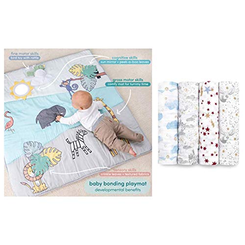 Aden + Anais Baby Bonding Playmat And Harry Potter Swaddle Blanket 4 Pack Gift Set Bundle #TOP24