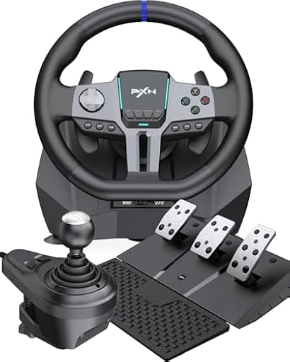 PXN V9 Gen2 Volante para Juegos - 270° & 900°, Palanca de Cambios en H, Pedales con Efecto Hall, Levas de Cambio, App de Configuración, Feedback de Vibración – Volante para PC, Xbox y PS4 | Ya disponible en tu tienda friki favorita! En mundofriki.es!