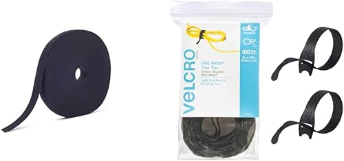 VELCRO Brand Correas cortadas a la longitud de 25 yardas x 34 pulgadas de ancho y bridas de cable ONE-WRAP, paquete de 100 unidades, correas de