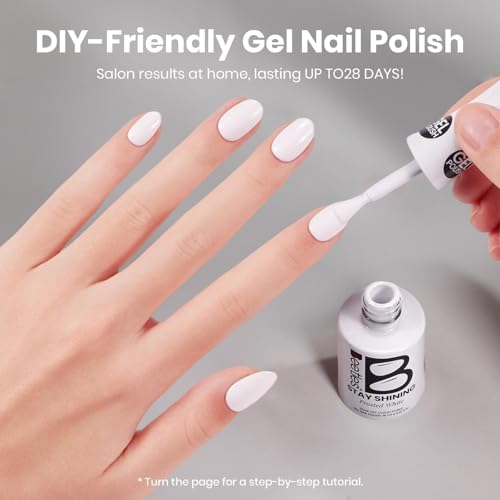 Image of Beetles White Gel Nail Polish - FrostedWhite 15ML /0.51Fl Oz, Milky White Gel Polish, Same Color Same Bottle STAY SHINING, Soak Off UV LED Lamp French Nails Art, Manicure Salon DIY Home White Nails