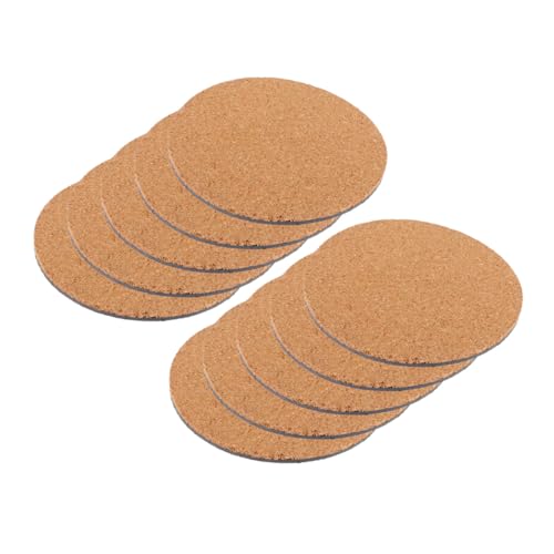 NIYANGLE Juego de 10 Tapetes Redondos de Corcho Antideslizantes 100 Mm, Base de PP Resistente al Calor para Macetas, Jardinería Interior y Exterior, Protector Multiusos para Mesas y