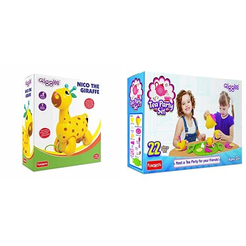 Image of Giggles Nico The Giraffe, Yellow Tea Party Set, Multi Color