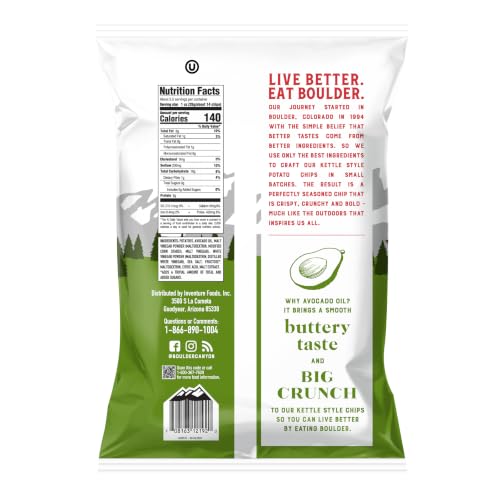 Image of Boulder Canyon Avocado Oil Malt Vinegar & Sea Salt Canyon Cut Kettle Style Potato Chips, 5.25 oz. - Pack of 12