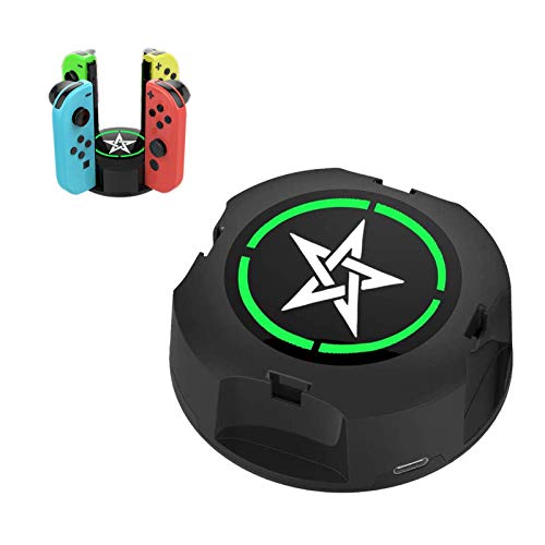 MoKo Charging Dock for Nintendo Switch Joy-Con, 4-in-1 Controller Charging Station Round Charger Stand with USB Type-C Cable & Power Light Indicators