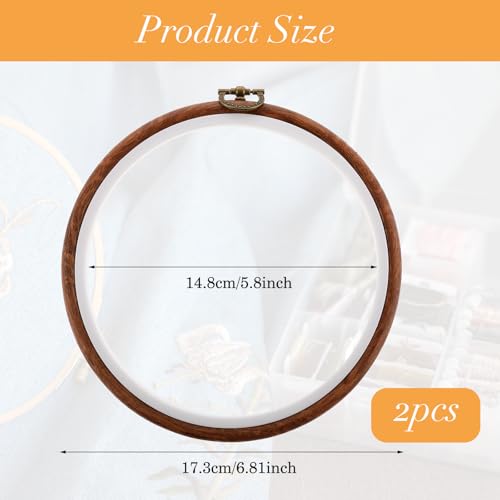 Image of DIVINA VITAE 2 Pieces Embroidery Frames for Display, 6 Inch Oval Embroidery Hoop Wood Decorative Embroiderys Hoop Circle Cross Stitch Ring Hoops for Art Craft Sewing and Hanging Ornaments Decoration