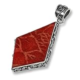 schöne echte korallenkette Echtes 925er Silber ISLAND PIERCINGS Edler 925er Silber und Rote Koralle Anhänger Kettenanhänger Design Handarbeit PS414
