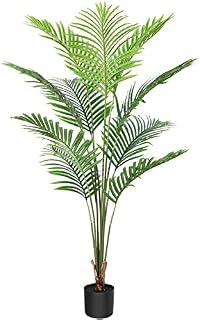 CROSOFMI Artificial Areca Palm Tree 130CM Fake Tropical Palm Plant,Perfect Faux Dypsis Lutescens Plants in Pot for Indoor Outdoor Home Office Garden Modern Decoration Housewarming Gift1 Pack