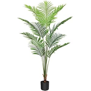CROSOFMI Plantes Artificielles Deco Areca Palmier 150 cm Fausse Plante Interieur et Exterieur Plante Artificielle en Pot Plastique Salon Balcon Chambre Verte Décoration (1 Pack)